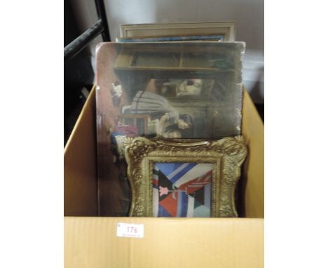A mixed collection of general prints, original artworks,mirrors, and embroideries, mixed vintage and modern.