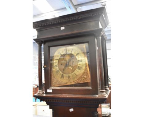 An 18th Century oak long case clock with 30hr movement and brass dial named for Wm Newby, Kendal