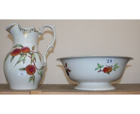 A Royal Worcester Evesham pattern jug and bowl set