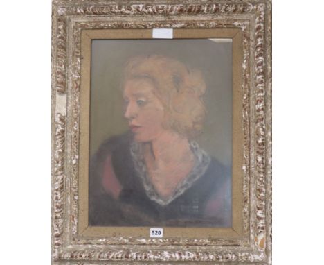 English School, pastel, Portrait of a lady, 47 x 36cm