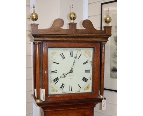 A George III oak 30 hour longcase clock by W. Tanner, Lewes H.202cm