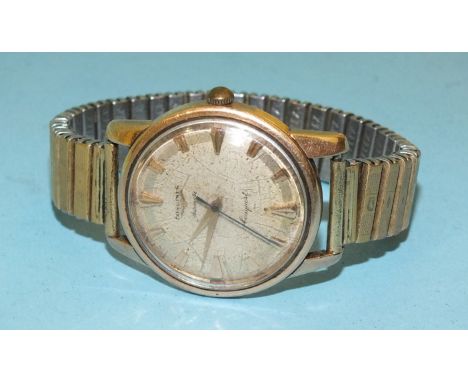 A gentleman's Longines Conquest automatic wrist watch with plated case, silvered dial, dart markers and sweep centre seconds,