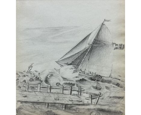 Henry Barlow Carter (British 1804-1868): 'Cutter in Pursuit of a Privateer', pencil c.1817, 16cm x 15cm Provenance: with T B 