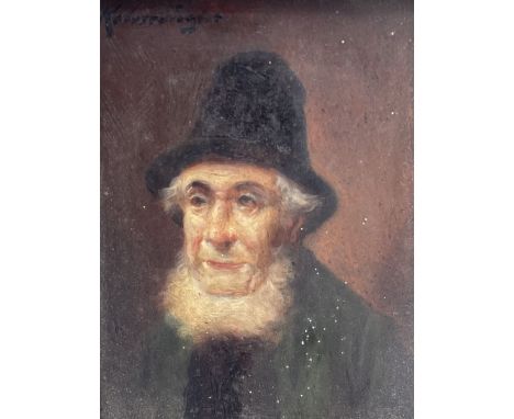 Continental School (19th/Early 20th century): Portrait of a Gentleman with Beard and Hat, oil on board indistinctly signed 12
