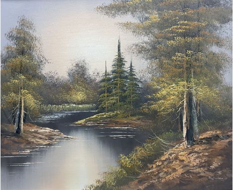 Continental School (20th century): River Landscape, oil on canvas indistinctly signed; John Lewis Chapman (British 1946-): 'T