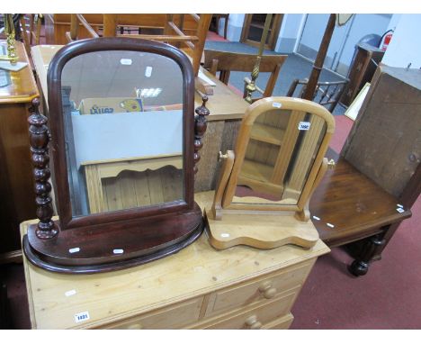 A XIX Century Stained Wooden Dressing Mirror on bobbin supports, one other. (2)