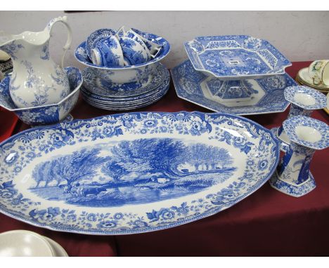 Copeland Italisn Spode Fish Dish, limited edition of 1500, octagonal plate, pedestal dish, candlesticks, six dinner plates et