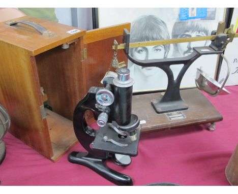 Beck - London Model 47 (24224) Microscope, in a mahogany case, together with Avery Scales type 2405. (2)