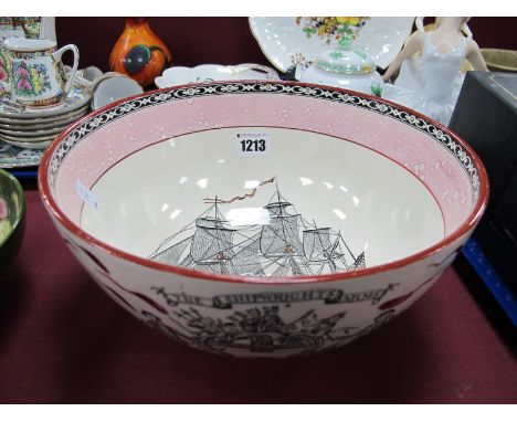 An Adams Pottery Bowl , with inner illustration of 'Ship Caroline' and outer coat of arms for 'The Shipwrights Arms' and the 