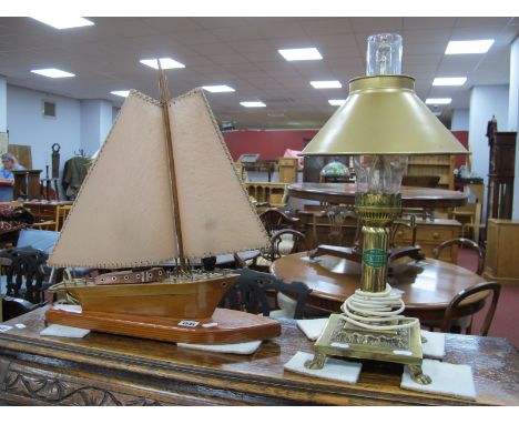 A Brass Railway Carriage Style Oil Lamp (electric) with Plaque "Orient Express" Paris Istanbul; together with a circa 1940's 
