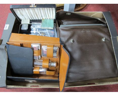 An Art Deco Chrome Backed Manicure Set, flat irons, gents travelling set, German Bible, Baby Empire typewriter.