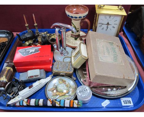 The Rose No 1 Chess Set, bar accessory, Timemaster quartz carriage clock, folding opera glasses, Dinky Toys Ford Anglia and S