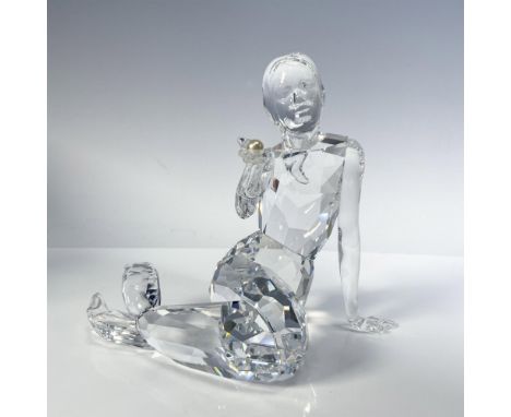 Enchanting clear crystal figure holding a light cream rose pearl. Swarovski backstamp. 827603. This item has its original box