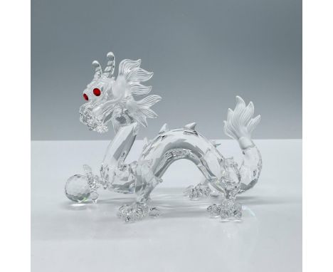 Limited edition Swarovski Austrian cut crystal dragon figure with ruby glass eyes from the Fabulous Creatures collection. Aci