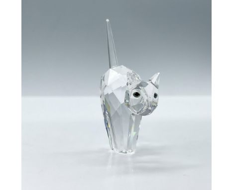 Part of the Pets Corner theme. A clear crystal cat with tail pointed straight up, and green-black eyes. Swarovski Crystal swa