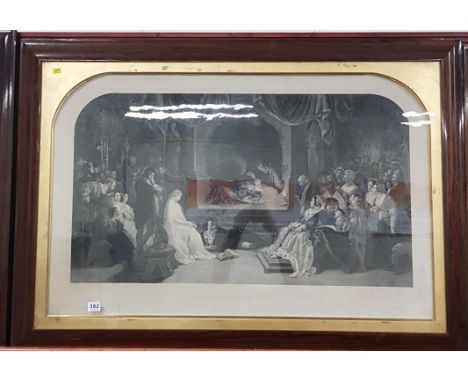 LARGE ROSEWOOD FRAMED VICTORIAN PRINT 