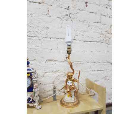 GILT CHERUB LAMP
