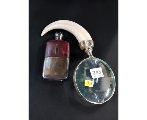 MAGNIFYING GLASS AND HIP FLASK