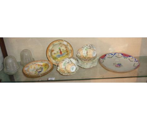 Set of four Royal Doulton "The Bluebell Gatherers" bowls c.1915, Edwardian floral china teacups, saucers and plates, two glas