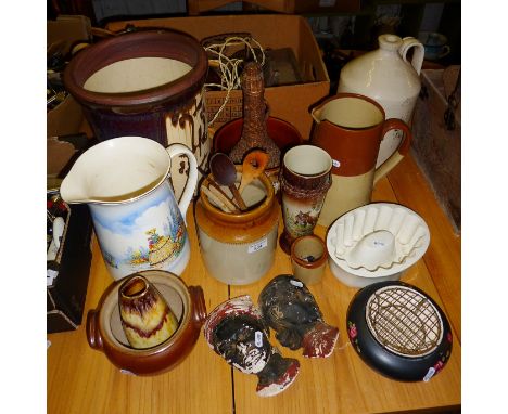 China jelly mould, large planter, stoneware pots, etc.