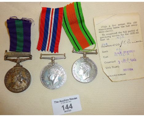 WW2 two medal group, together with named Army General Service medal with Malaya bar - awarded to MISS F.L. MARTIN ORDER OF ST