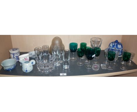 Orrefors glass bowl, six Kosta Boda tumblers and other glassware, etc.