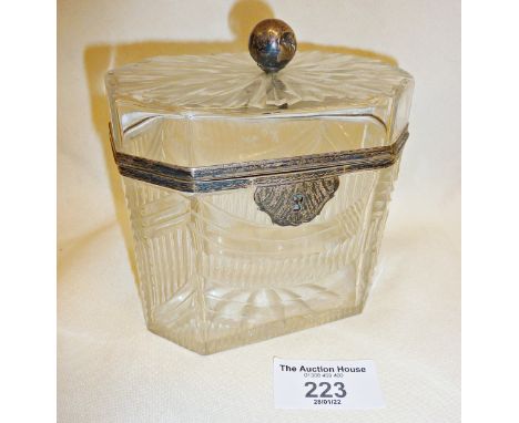 Georgian cut glass tea caddy with SCM mounts (small crack to glass)