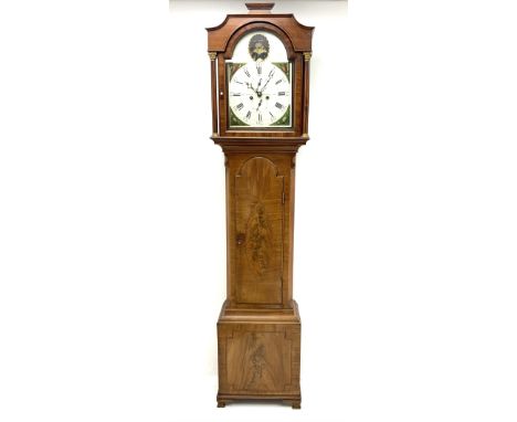 19th century inlaid mahogany longcase clock, painted enamel dial, signed Chas Liddell, Stockton-on-TeesDimensions: Height:&nb