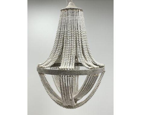 White painted beadwork basket chandelierDimensions: Height:&nbsp;114cm&nbsp;