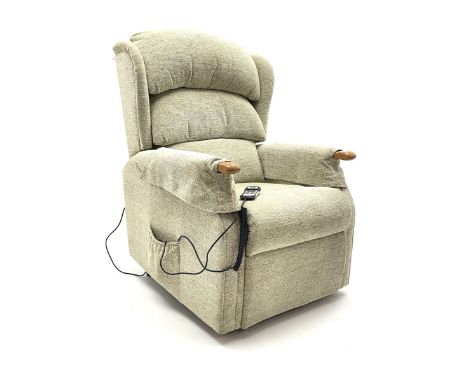 Electric rise and recline armchair upholstered in a light green fabric Dimensions: Length/Width:&nbsp;78cm&nbsp;