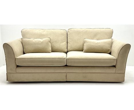 Quality large three seat sofa upholstered in cream fabric, castors Dimensions: Length/Width:&nbsp;223cm&nbsp; Depth/Diameter: