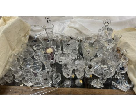 Royal Doulton crystal decanters together with an Edinburgh crystal decanter, crystal vases, crystal drinking glasses etc 