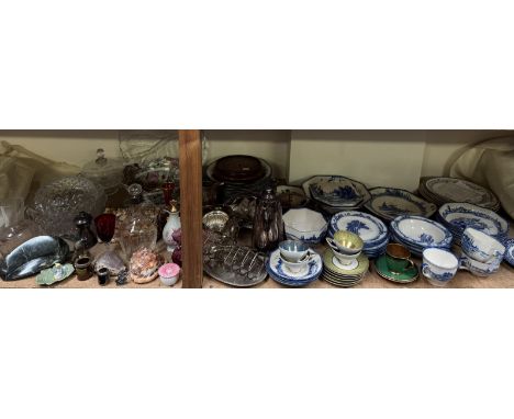 A Royal Doulton Norfolk pattern part dinner service together with cabinet cups and saucers, electroplated wares, shells, glas