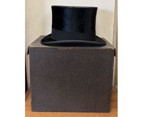 A Herbert Johnson top hat and case