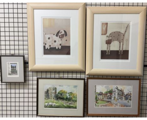 Chris Rooke Pevensey Castle Watercolour Together with another watercolour of Bexhill Old Town and Antiques Centre by the same