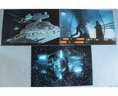 3 large lobby cards measuring 20" x 30" each for the first release in 1980 of Star Wars The Empire Strikes Back. These are in