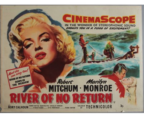 River of No Return (1954) first release rare British Quad film poster. Featuring terrific Marilyn Monroe artwork by Roger Hal
