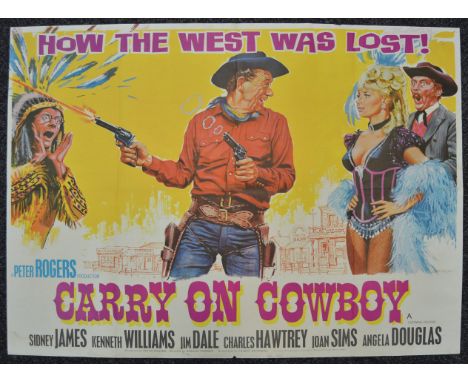 "Carry on Cowboy" (1965) British Quad film poster first release starring Syd James as the Rumpo Kid & Kenneth Williams, great