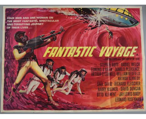 "Fantastic Voyage" (1966) British Quad film poster first release starring Raquel Welch with art by Tom Chantrell, printed by 