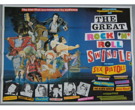 The Sex Pistols in "The Great Rock N Roll Swindle" (1980) British Quad film poster first release with British punk band art a