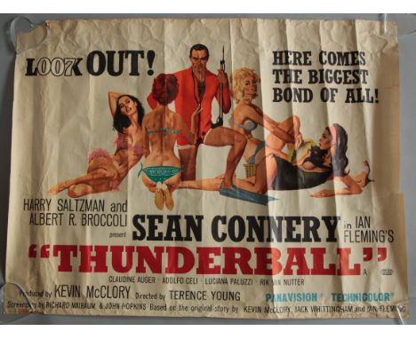 James Bond Rare "Thunderball" first release original British Quad film poster from 1965, the fourth spy film in the James Bon