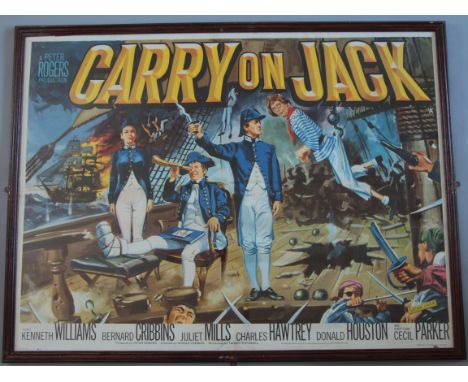 "Carry on Jack" 1964 British Quad film poster first release full colour with pirate art by Tom Chantrell starring Kenneth Wil
