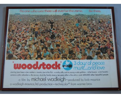"Woodstock" (1970) British Quad film poster first release starring The Who, Jimi Hendrix, Crosby, Stills, Nash & Young, Class