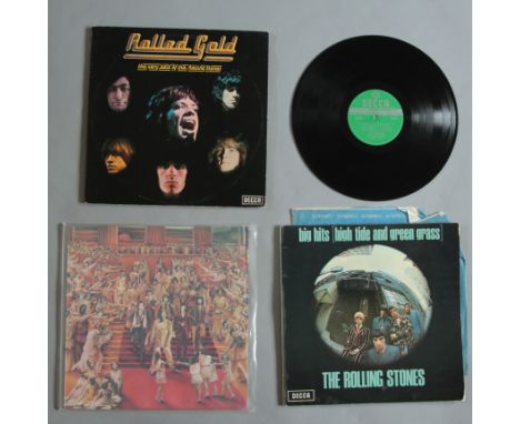 Three Rolling Stones LPs "Big Hits (High Tide and Green Grass)" TXS 101 stereo 1st pressing with stapled booklet (VG), "Its o