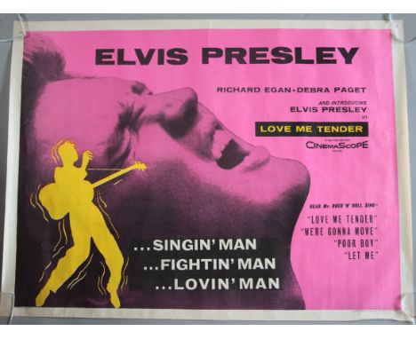 Elvis Presley in "Love me Tender" (1956) 1st release British Quad film poster starring Elvis Presley in his first motion pict