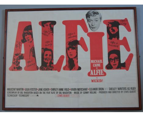 Alfie (1966) British Quad film poster first release starring Michael Caine, printed by S & D S Ltd. Originally folded, framed