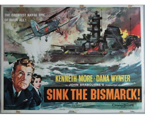 Sink the Bismarck (1960) first release original rolled condition British Quad film poster for Sink the Bismarck by the famous