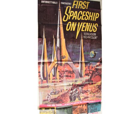 "First Spaceship on Venus" (1962) US three sheet film poster (41" x 78") featuring fantastic full colour spaceship artwork, f
