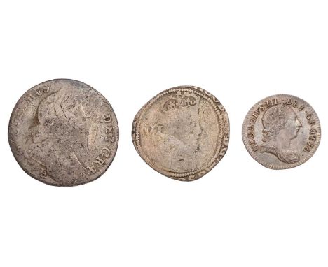 George III, Threepence 1762 (S.3753) extremely fine; together with, James I, Sixpence 1603, 2.04g, mm. unclear probably thist