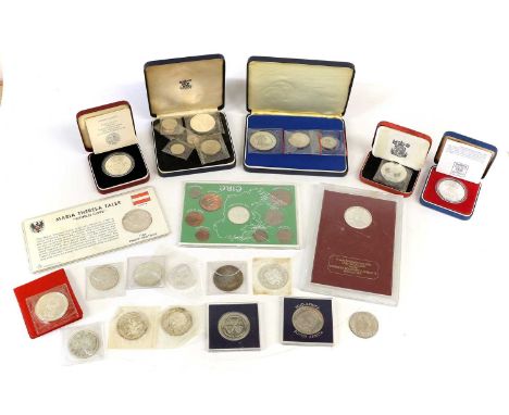 Assorted World Silver Coins and Medallions, comprising; Marie Theresa Thaler proof restrike; 3x Canada, dollar 1963, 1965 and
